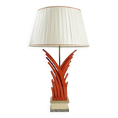 Orange lacquered metal lamp, marble base, 1970.
