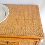 Vintage rattan chest of drawers circa 70s