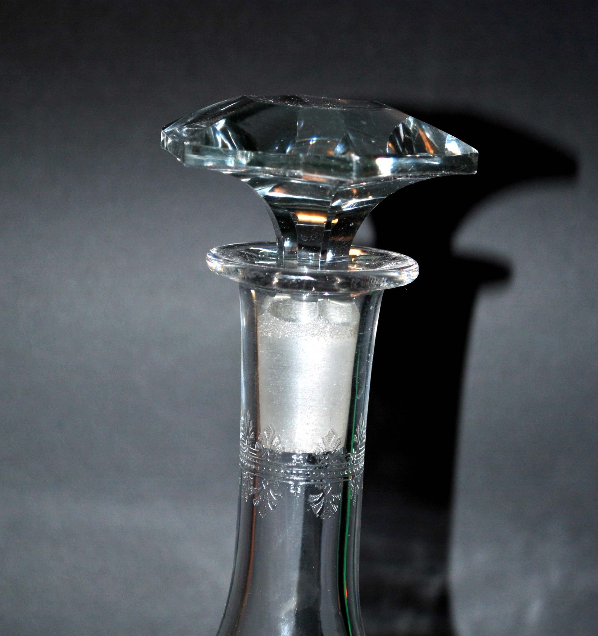 Carafe reims crystal of saint-louis decoration engraved with acid "rock crystal" 1930