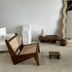 Asian solid wood quadripod brutalist coffee table H30 L81 l42