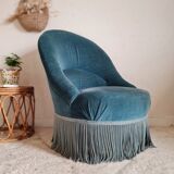 Blue velvet toad armchair