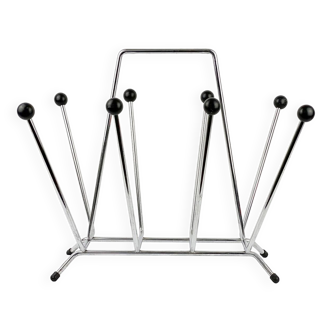 Funky Vintage Chrome wire metal Magazine Rack, Mid Century Sputnik Magazine Stand