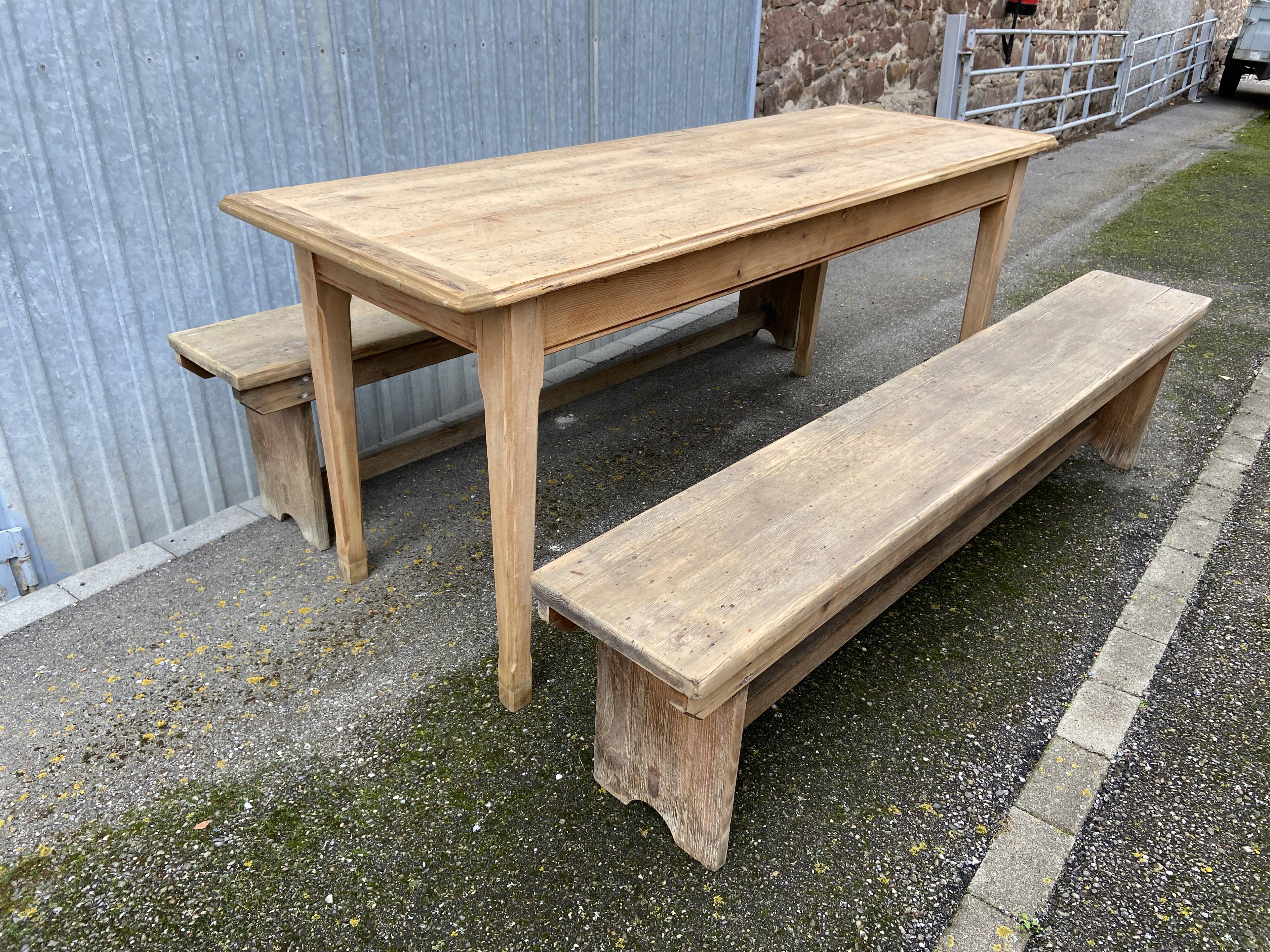 large farm table 185 cm in raw natural fir wood