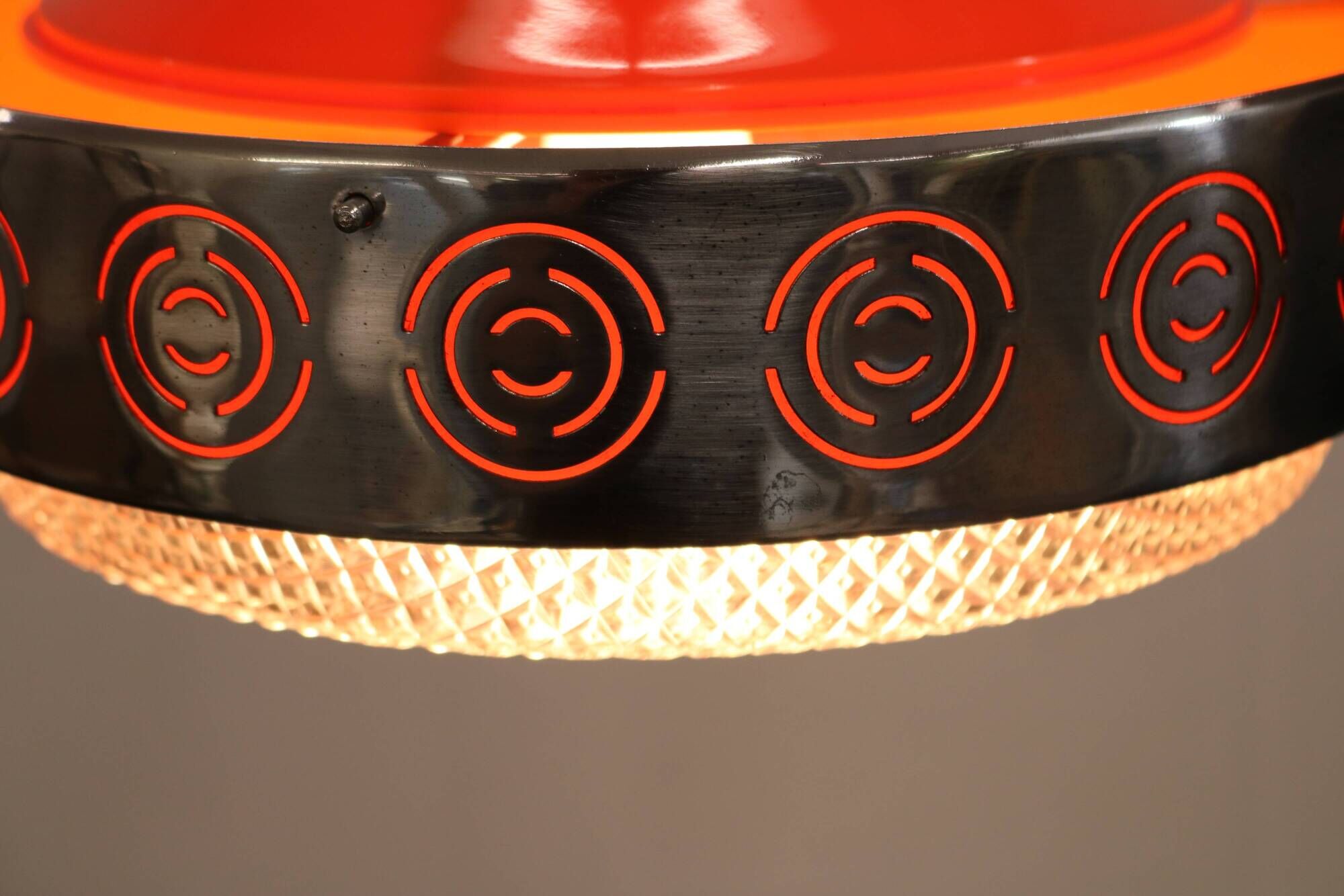 Vintage Chrome & Orange Pendant Lamp - 1970s Massive Belgium Lighting
