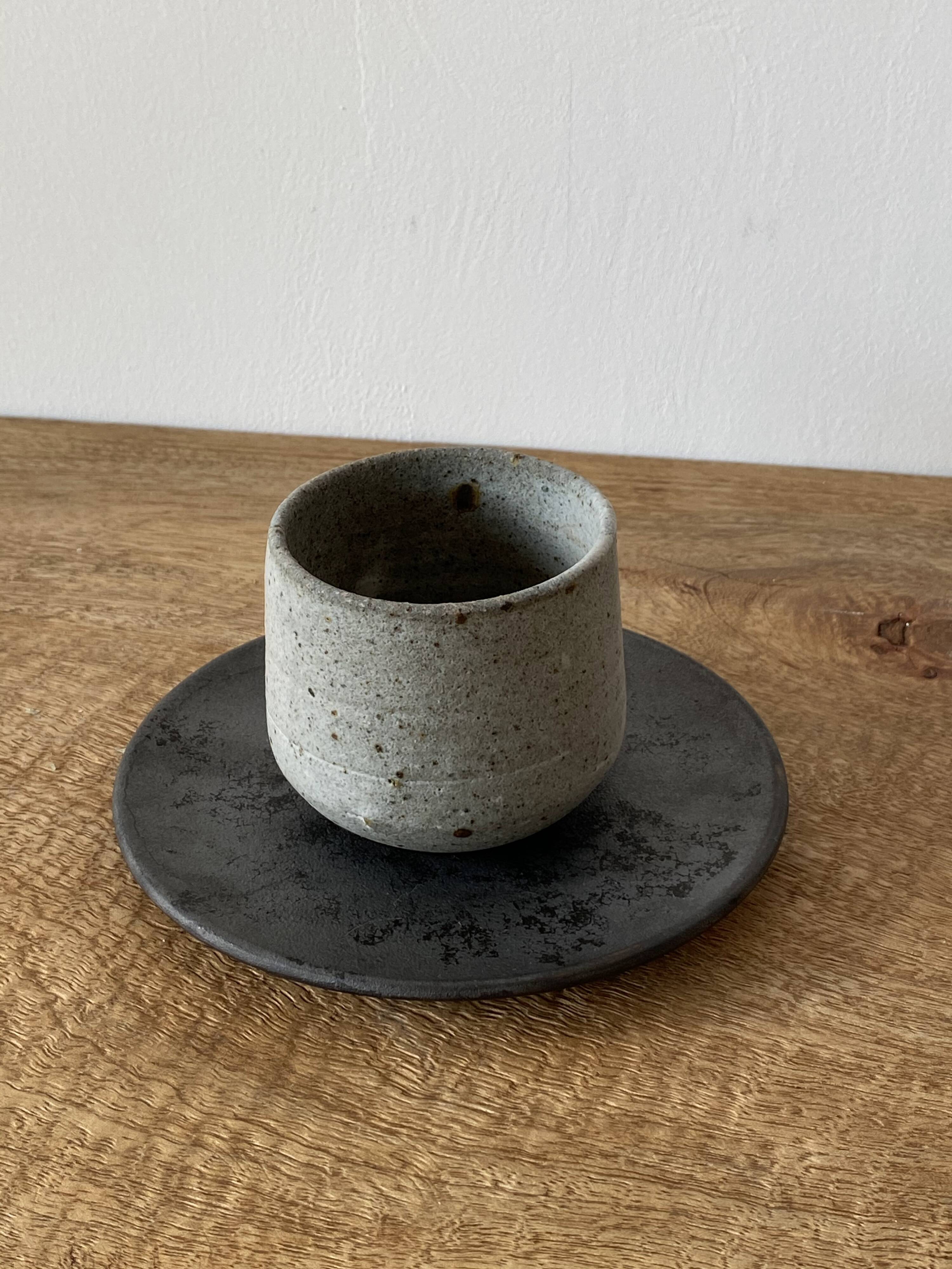 Duo of grey ceramic cups