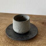 Duo of grey ceramic cups