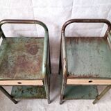 Pair of bedside tables in patinated metal