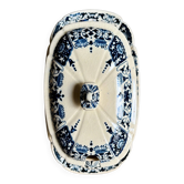 Sauceboat with lid Gien in blue ironstone, "Blue Ibis" service