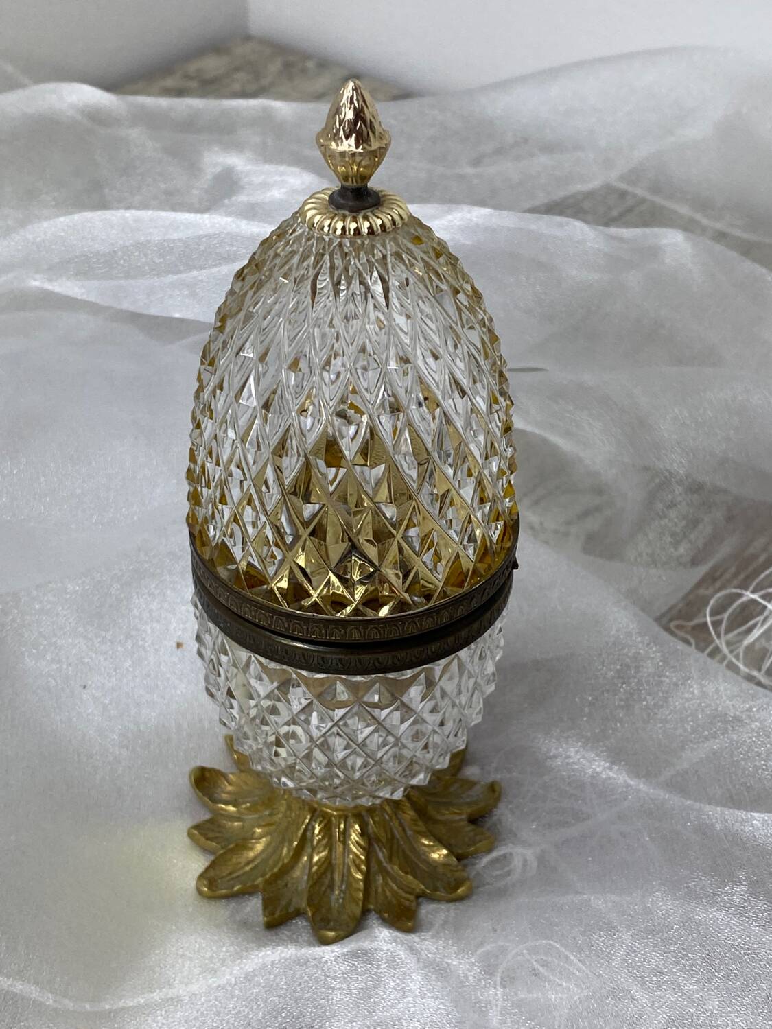 Crystal and brass pineapple lighter