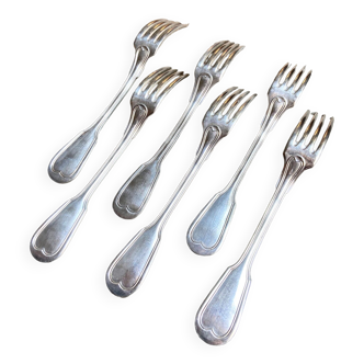 6 silver metal forks