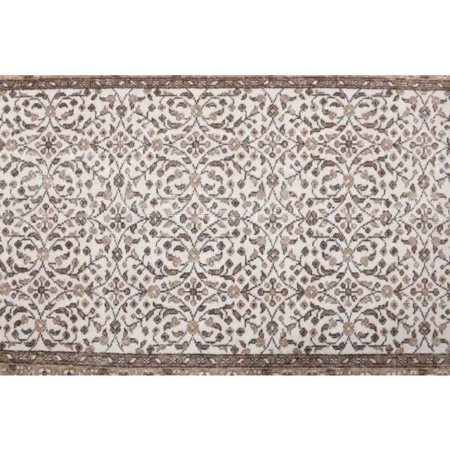Vintage Turkish Oushak Handmade Wool Cotton White Area Rug 119x202