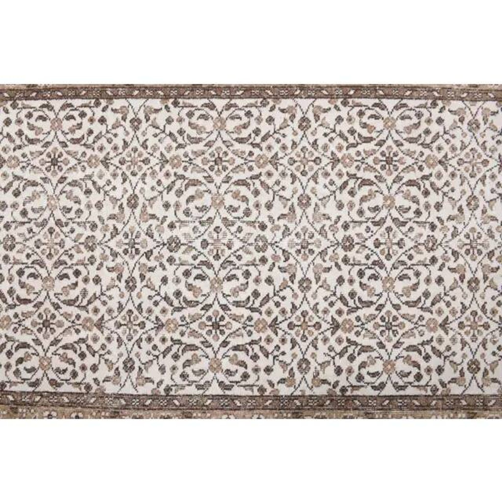 Vintage Turkish Oushak Handmade Wool Cotton White Area Rug 119x202