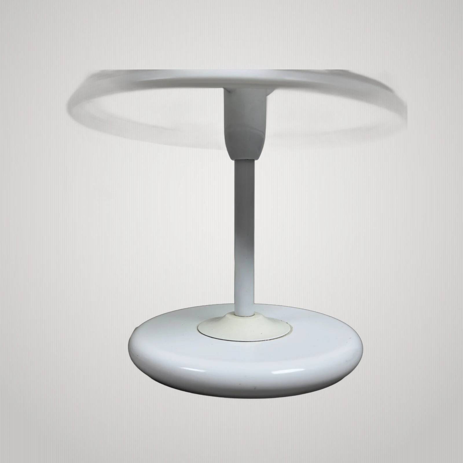 Lampe de table champignon en verre Murano et métal blanc, 1970