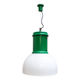Lampadario industriale in metallo e plexiglass, anni '70