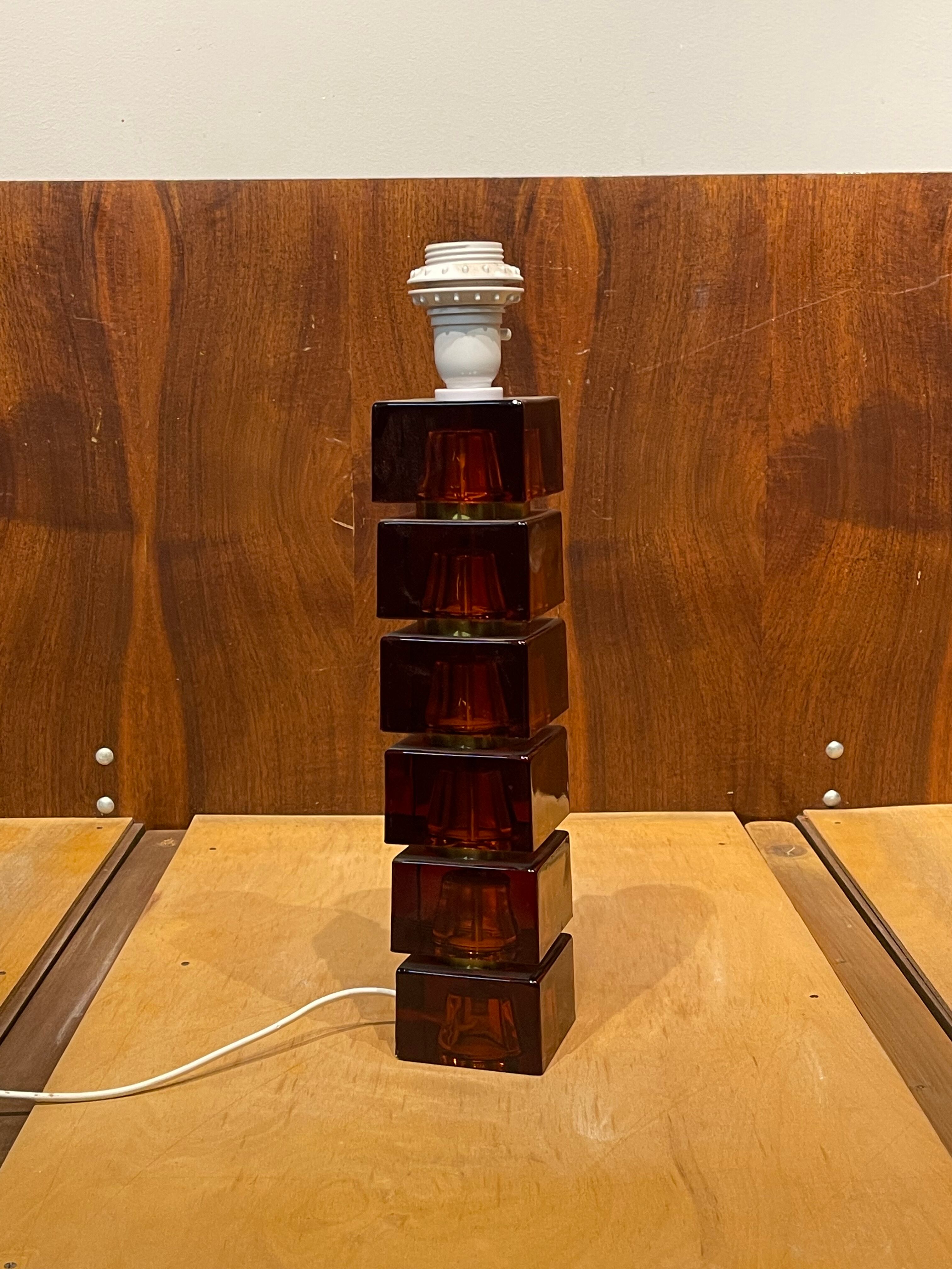 Paire de pieds de lampes de table vintage par Carl Fagerlund Pour Orrefors, années 1960