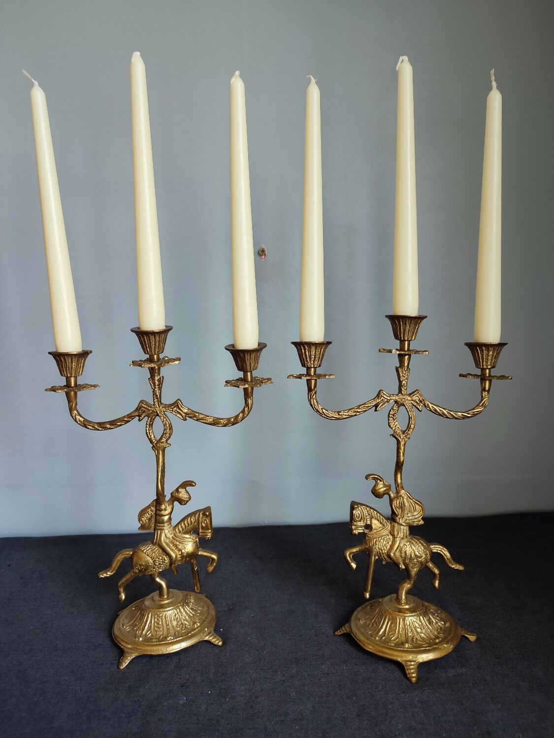 Set of two vintage jumper candlesticks