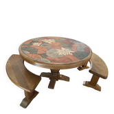Table ronde barrois avec bancs