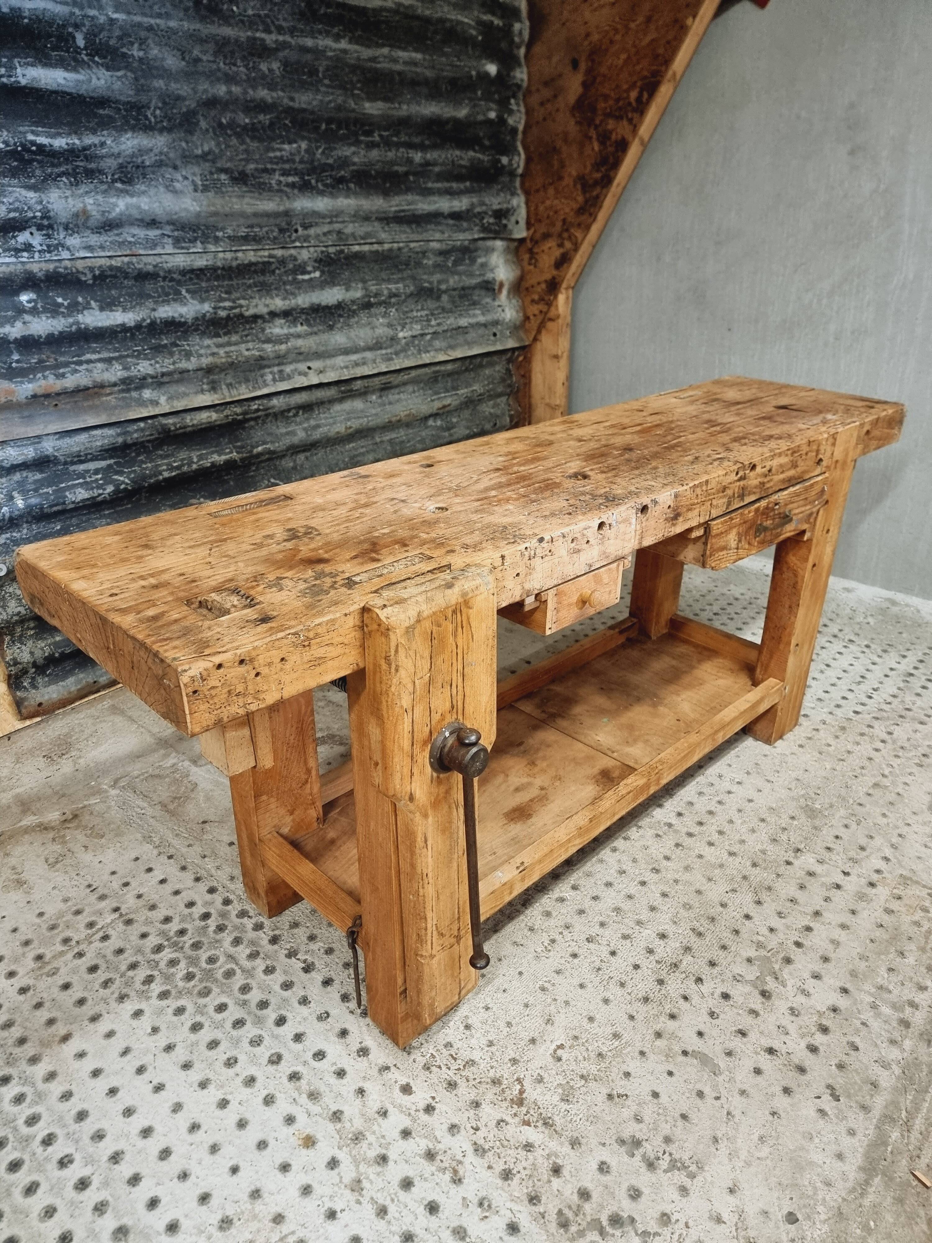 Old workbench side table bathroom furniture 48 x 193 cm