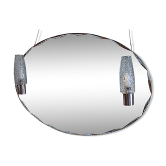 Beveled mirror wall lamp tulip molded glass