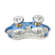 Double antique inkwells in hand-painted porcelain, nineteenth century