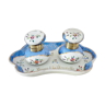 Double encriers ancien en porcelaine peint à la main, XIXème siècle