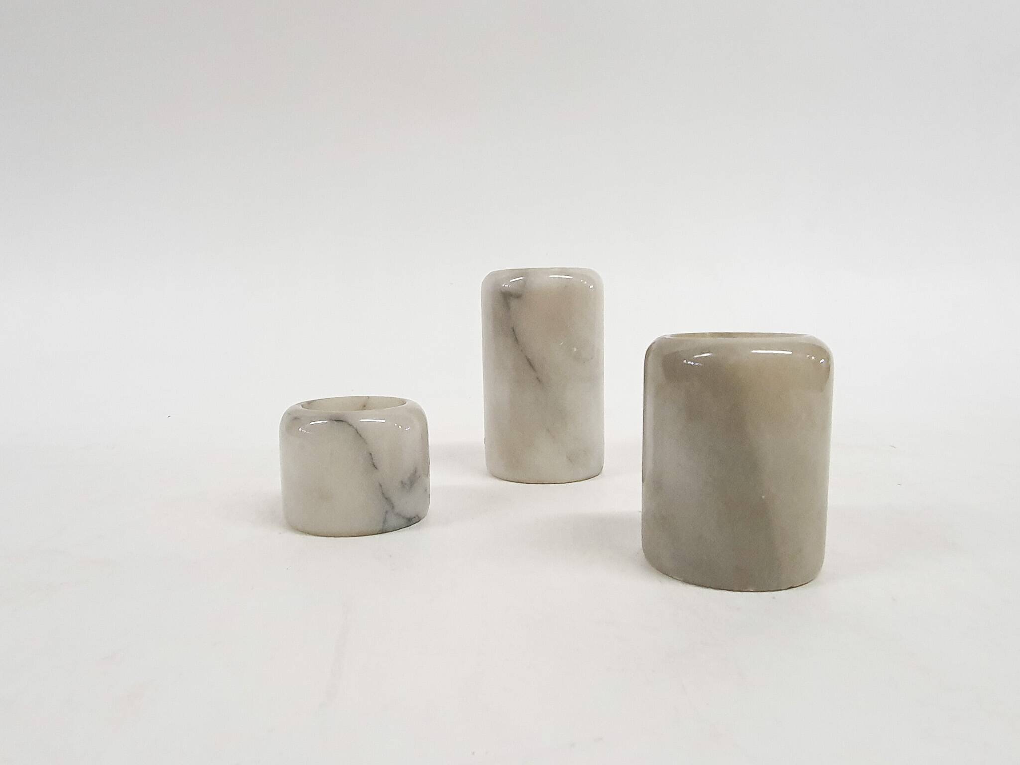 Set of three marble candle sticks, Italy 1970's