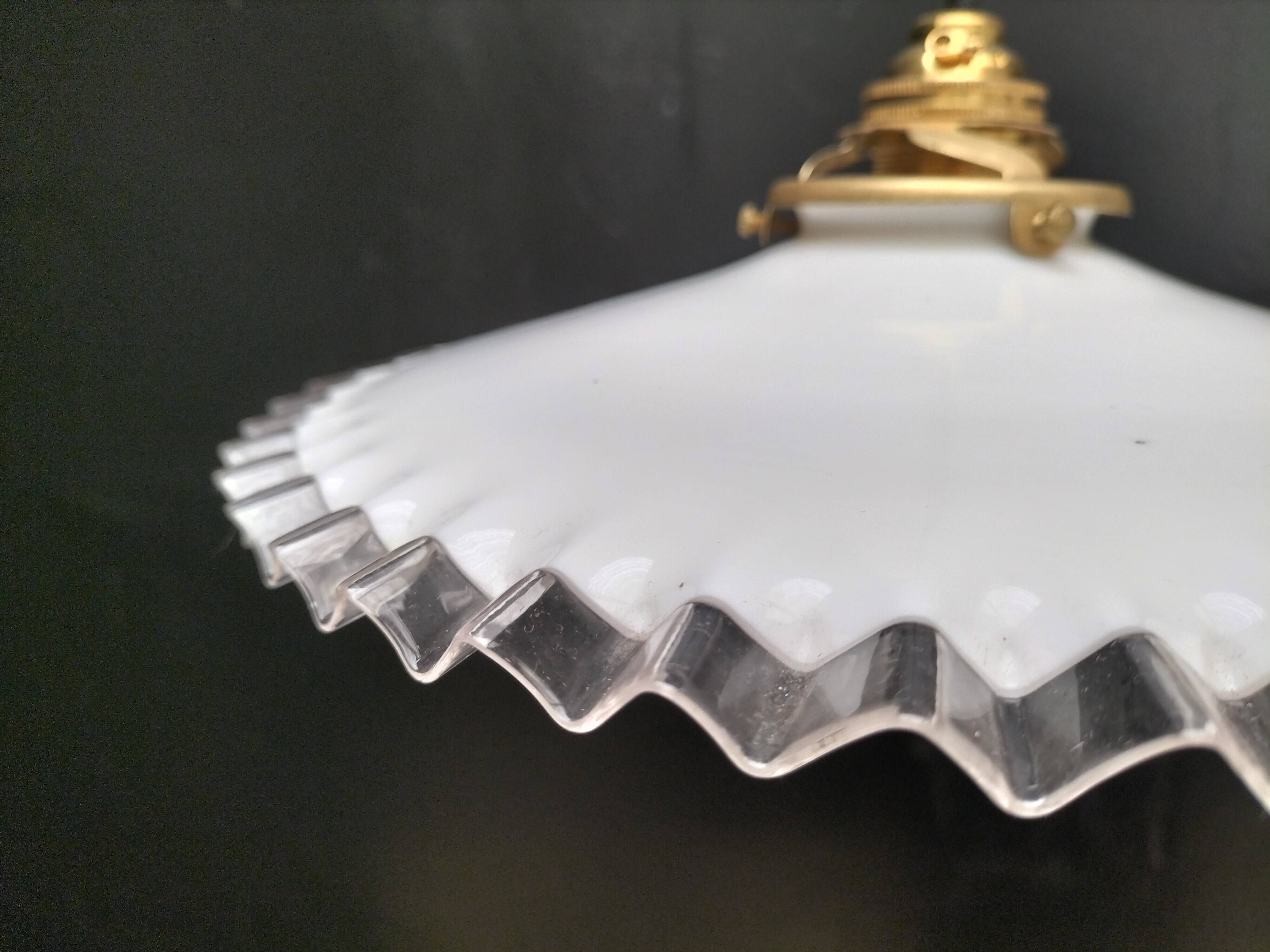 Pair of opaline pendant lights