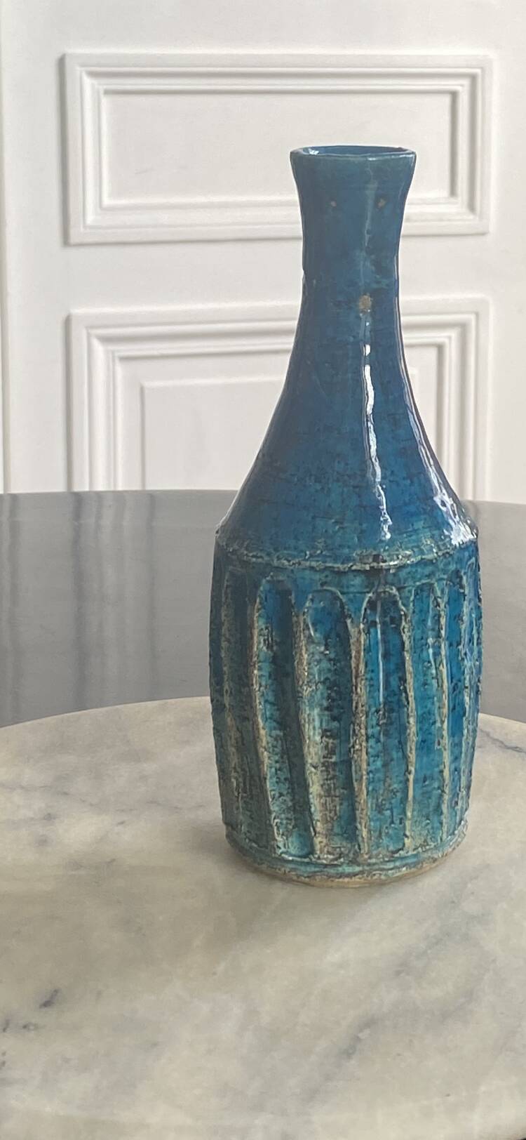 Vase vintage scandinave bleu
