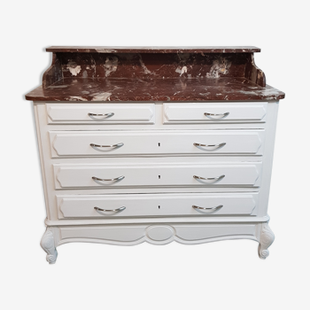 Chest of drawers with marble painted in light grey