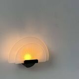 Vintage wall lamp "Diva" Ezio Didone for Arteluce, sandblasted glass and black metal, Italy 1970