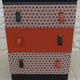 Vintage chest of drawers on wheels with three drawers in faux leather and fabric - Bouto