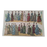 Color women's fashion illustration folded from 1880 to 1890 from a period magazine