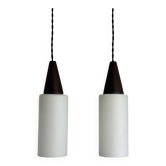 Pair of vintage scandinavian opaline suspensions