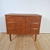 Small vintage chest of drawers with three drawers – Scandinavian mid-century teak design, 1960s