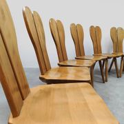 Chaises de salle à manger vintage brutalistes en bois 1970 « cœurs »