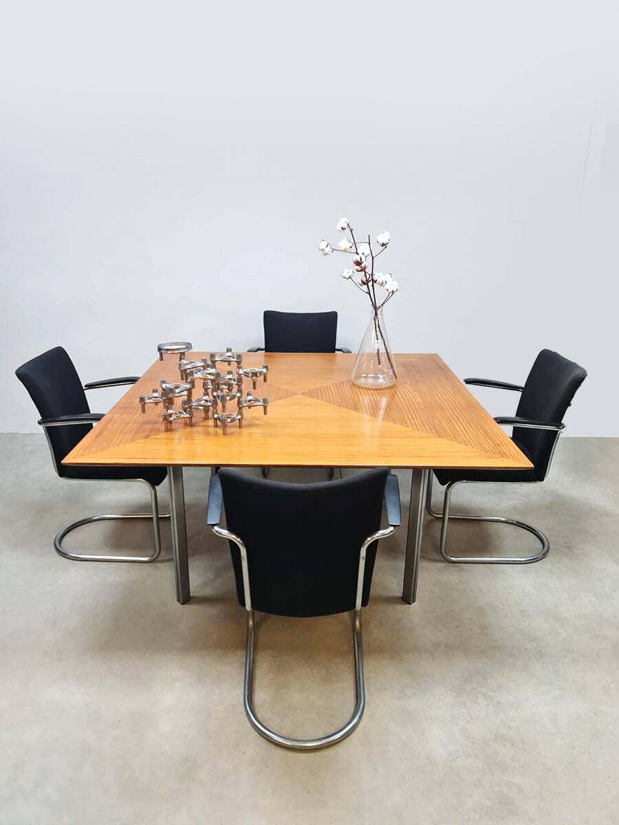 Vintage Dutch design de Wit dinner tubular armchairs
