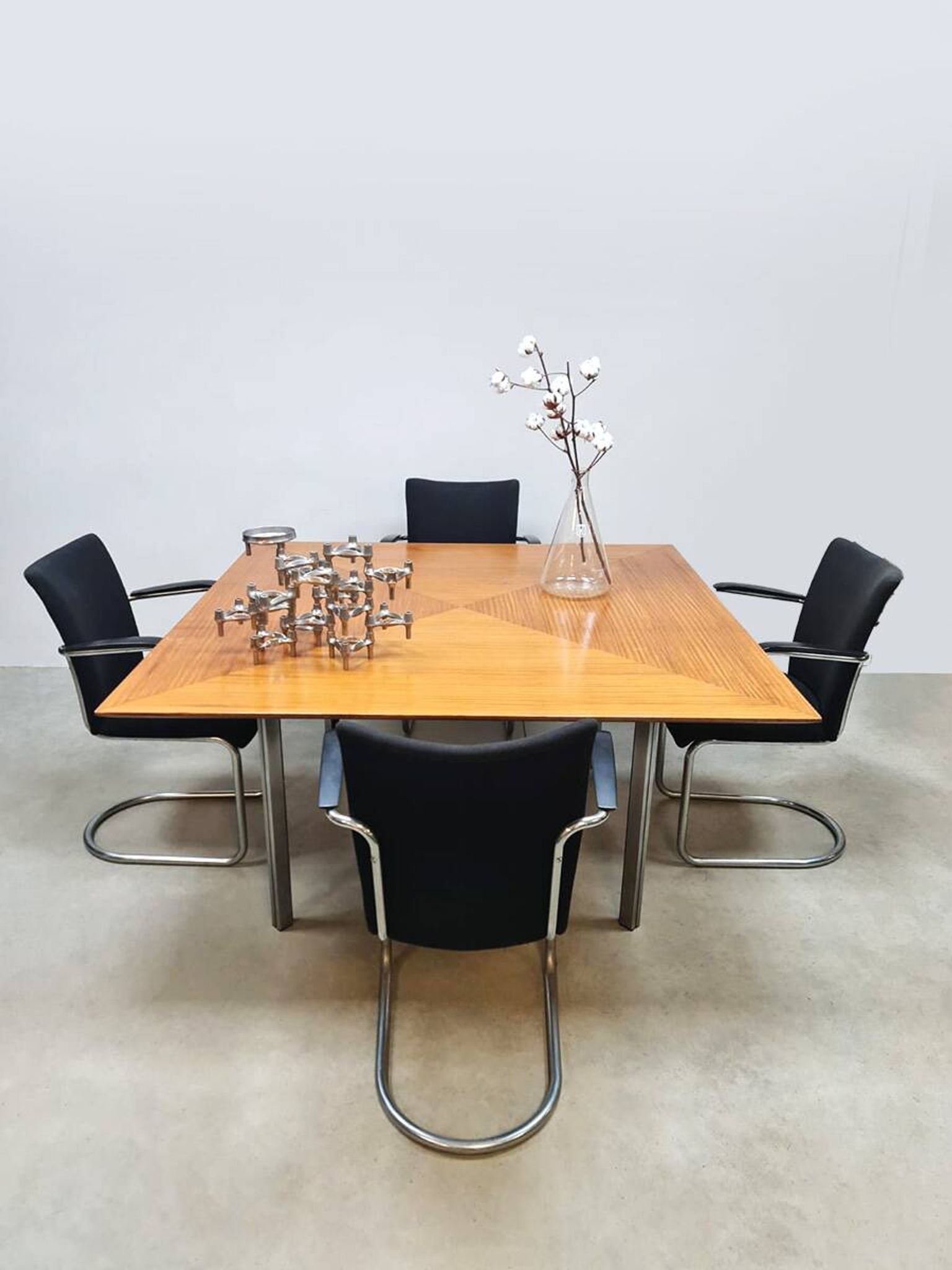 Vintage Dutch design de Wit dinner tubular armchairs