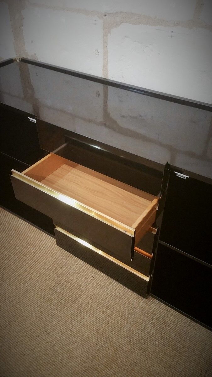 Lacquered and brass sideboard edited by Marie Sabot in the 70