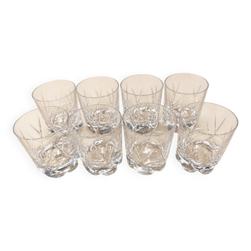 8 Verres à Porto Cristal Taillé Daum - Art Nouveau 1900s