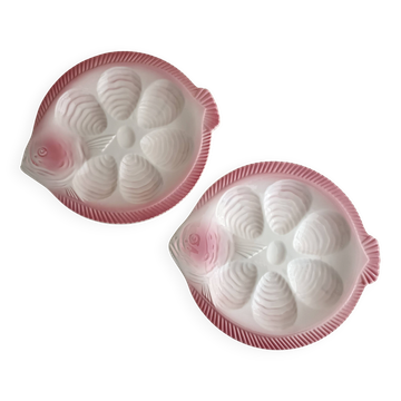 Assiettes à huîtres vintage forme limande
