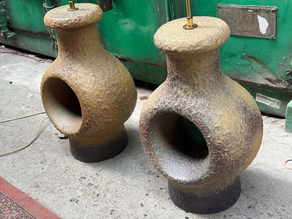 Set of 2 Danish modernist stoneware lamps from the mid-century, 1960s
