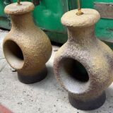 Set of 2 Danish modernist stoneware lamps from the mid-century, 1960s