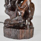 African carved ebony lamp, "Hunters, buffalo and crocodile"