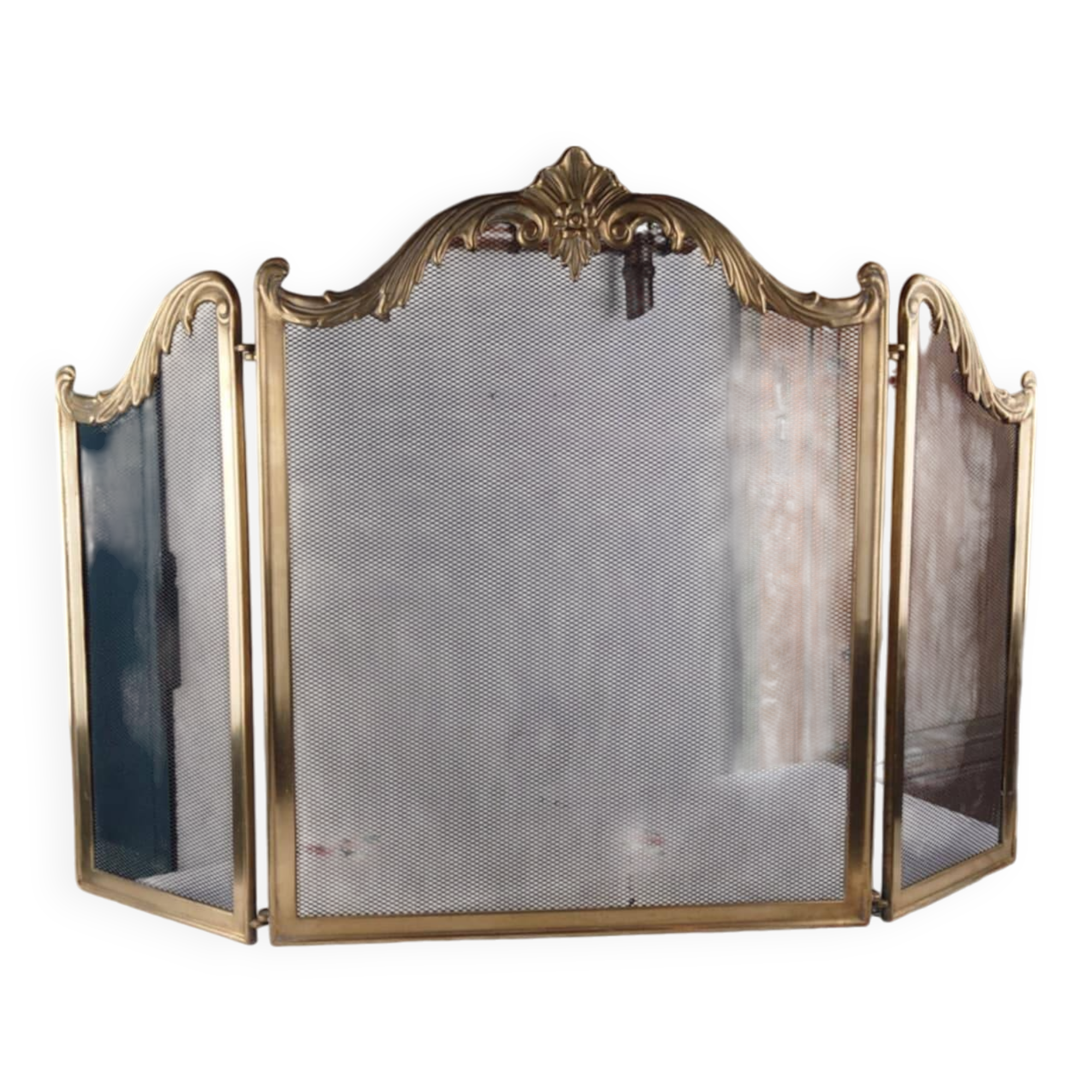 Antique Brass Fire Screen, Louis XV Style, L 83 cm / H 55 cm