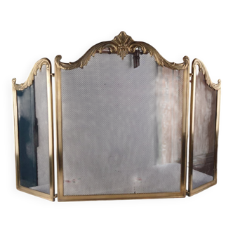 Antique Brass Fire Screen, Louis XV Style, L 83 cm / H 55 cm