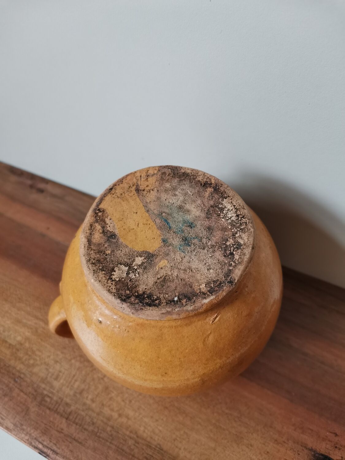 Hand-painted rustic enamelled vintage pitcher