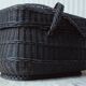 Bresse woven & blackened wicker basket, early 20th century
