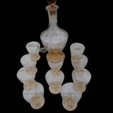 Amber liquor service 1930 glass and faceted carafe