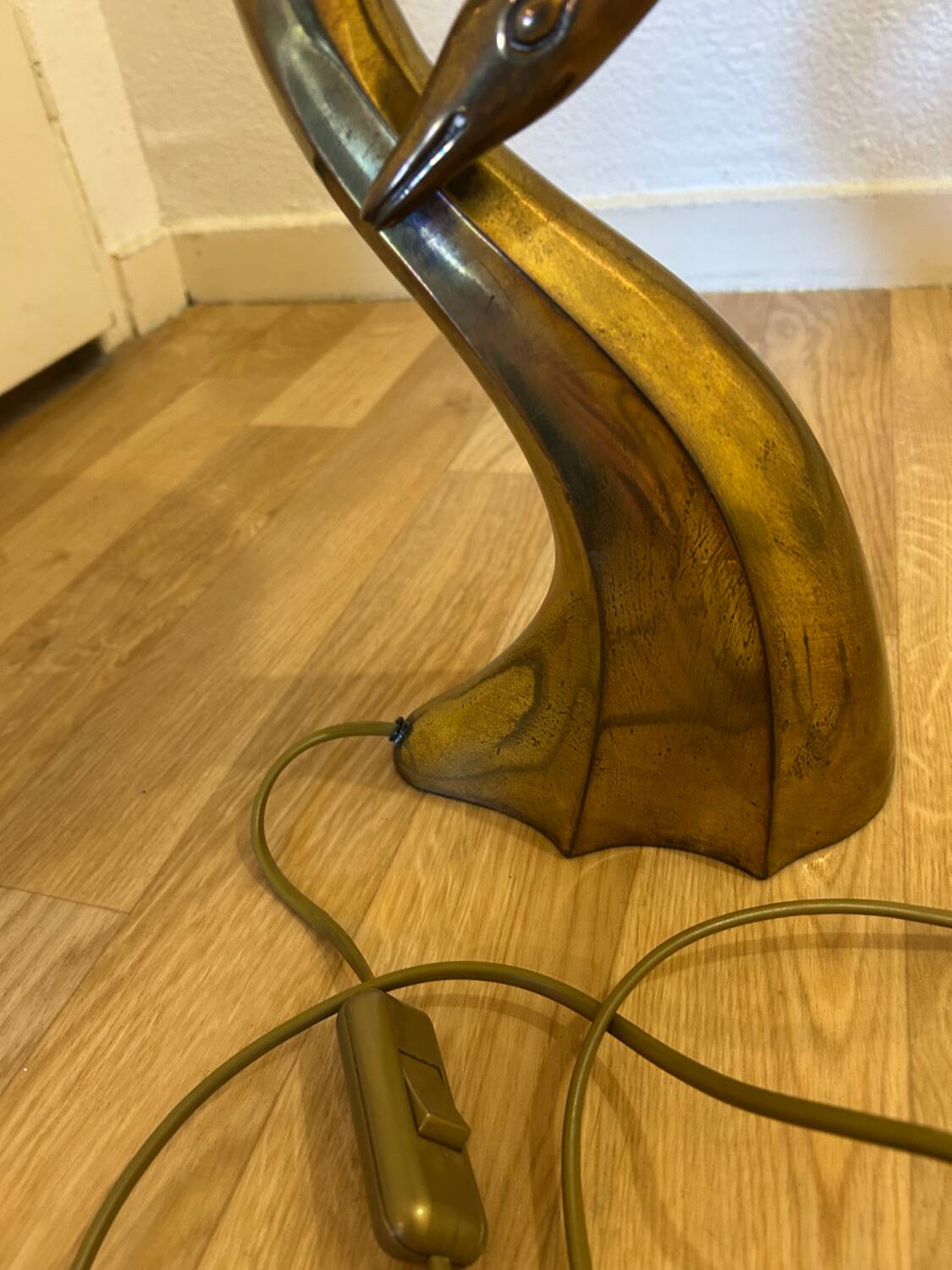 Lampe de table, sculpture cygne, par Regina, Italie 1970