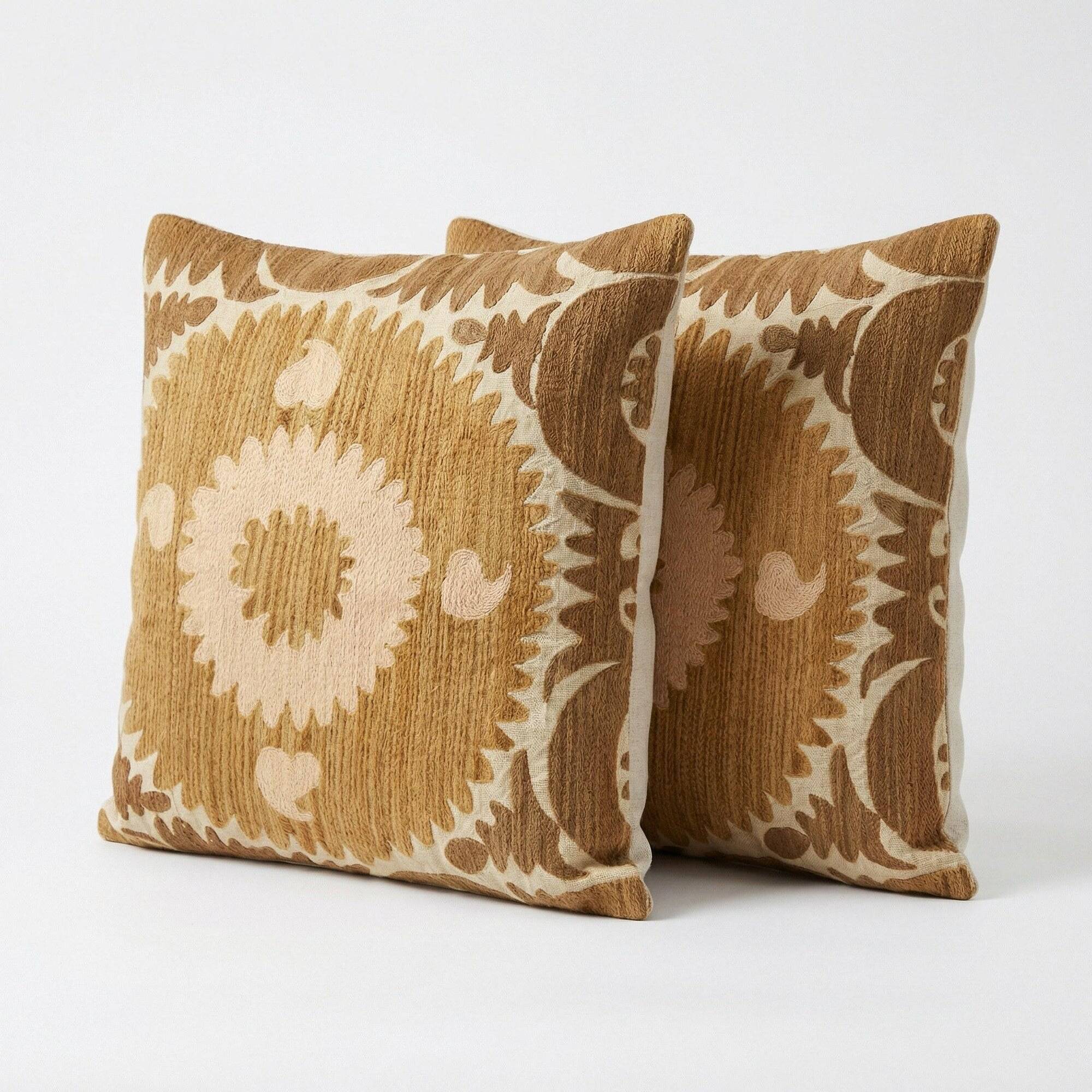 Set of 2 vintage embroidered cushion covers 61x64 cm